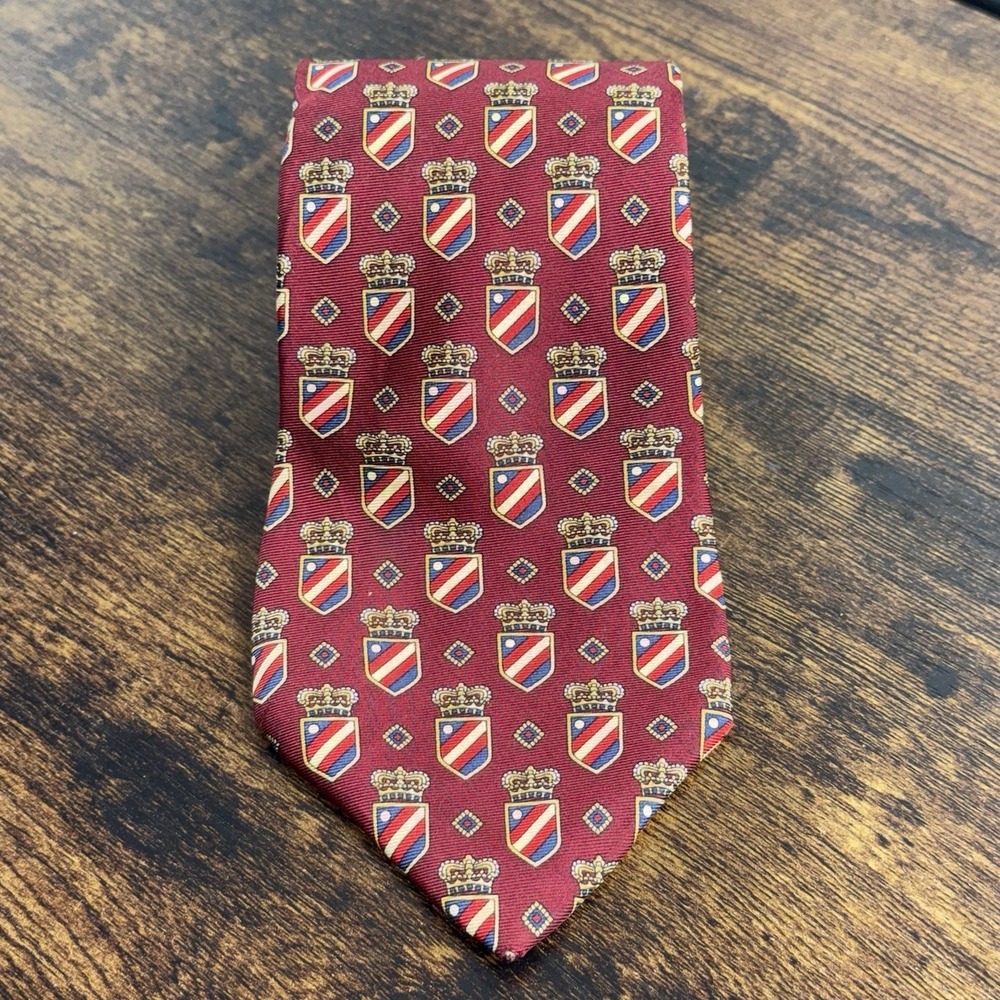 Vintage Tommy Hilfiger Crest Shield Tie for Men 100% Italian Slik Made In USA